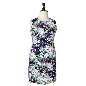 Lands’ End Dress Sheath Ponte Knit Sleeveless Pockets Floral Women’s Size 16W